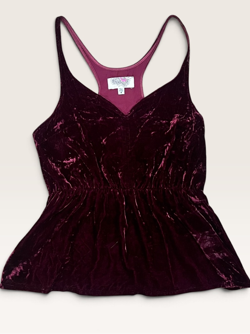 Ecote Urban Outfitters Velvet Peplum Tank Top Burgundy S